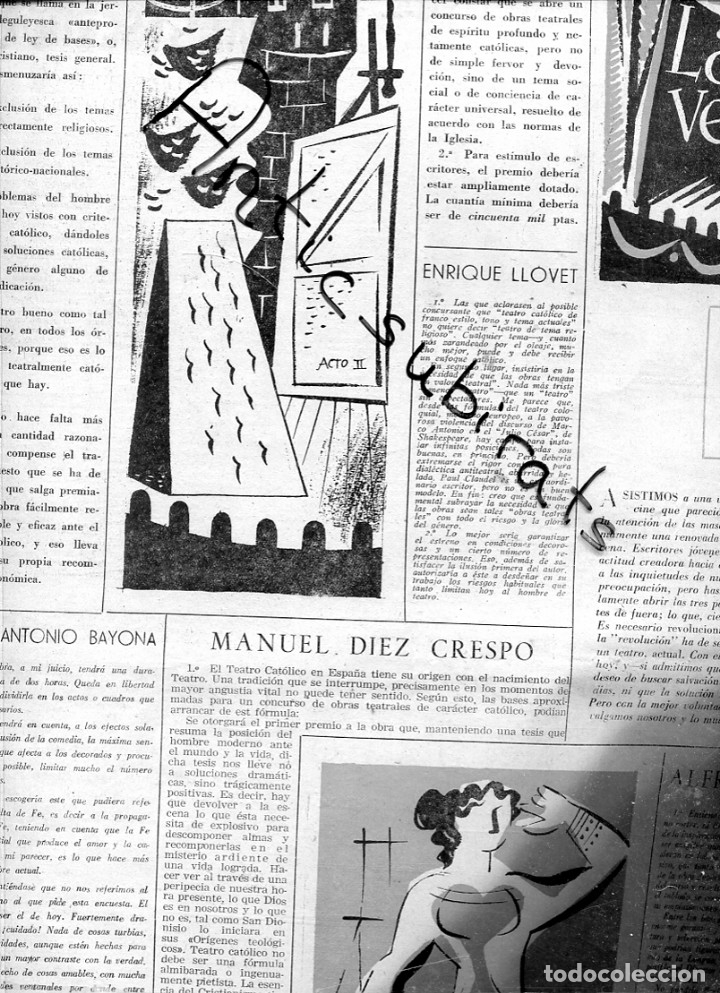 Coleccionismo de Revistas y Peri&oacute;dicos: PERIODICO 1951 TEATRO MANUEL DIEZ CRESPO CLAUDIO DE LA TORREHARO TECGLEN TORRENTE BALLESTER