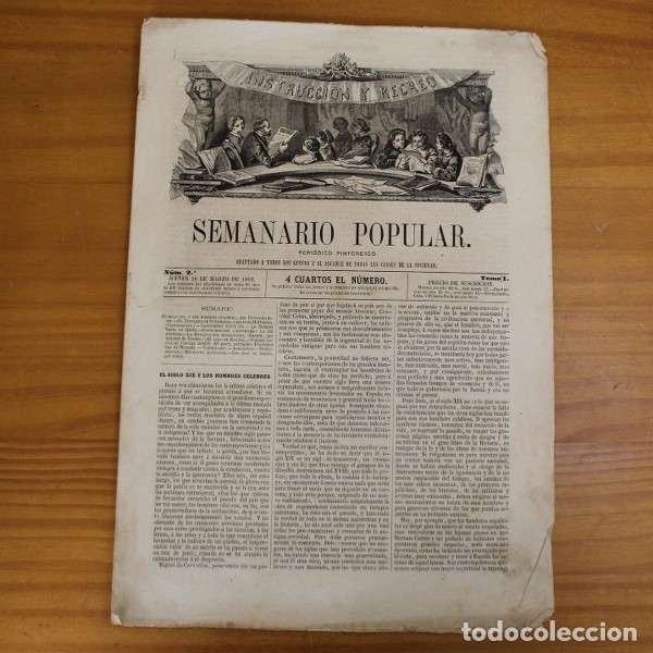 Coleccionismo de Revistas y Peri&oacute;dicos: SEMANARIO POPULAR 2, 20 MARZO 1862. PERIODICO PINTORESCO 8 PAGINAS, ILUSTRADO.
