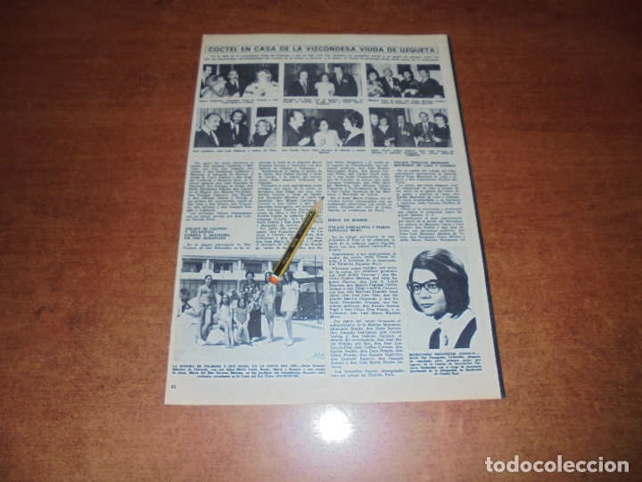 Coleccionismo de Revistas y Peri&oacute;dicos: CLIPPING 1971: COCTEL VIZCONDESA VIUDA DE UZQUIETA. SRA. DE PALMADA EN LA COSTA DEL SOL.