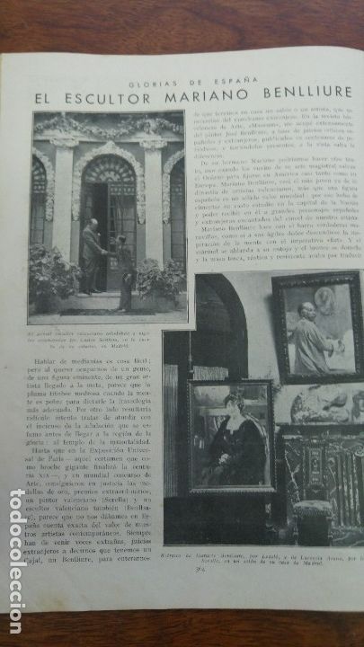 Colecionismo de Revistas e Jornais: ESCULTOR MARIANO BENLLIURE ESCULTOR JOSE LLIMONA FAMILIA SANLLEHY REVISTA A&Ntilde;O 1932