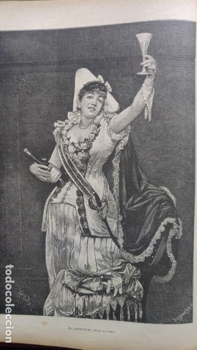 Colecionismo de Revistas e Jornais: EL CARNAVAL GRABADO HOJA A&Ntilde;O 1887