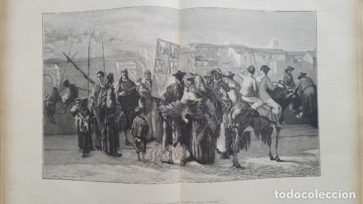 Colecionismo de Revistas e Jornais: CANTADORES ESPA&Ntilde;OLES L GRABADO 3 HOJAS REVISTA A&Ntilde;O 1887