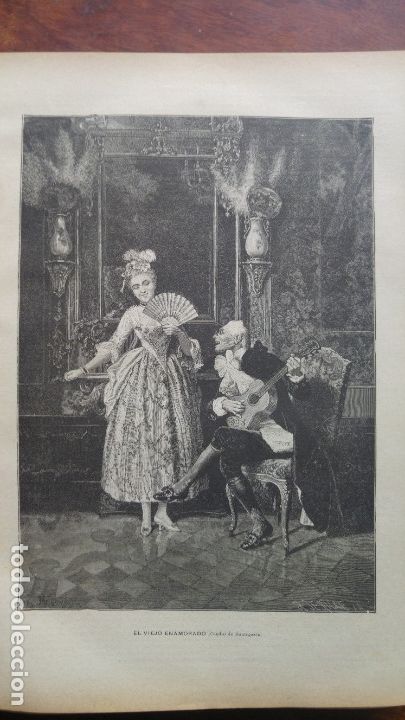 Coleccionismo de revistas y peri&oacute;dicos: EL VIEJO ENAMORADO GRABADO HOJA DE REVISTA A&Ntilde;O 1887