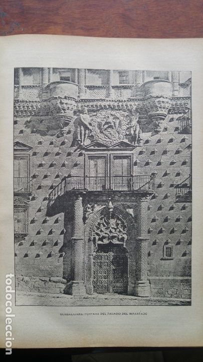 Colecionismo de Revistas e Jornais: GUADALAJARA PORTADA DEL PALACIO DEL INFANTADO GRABADO HOJA DE REVISTA A&Ntilde;O 1887