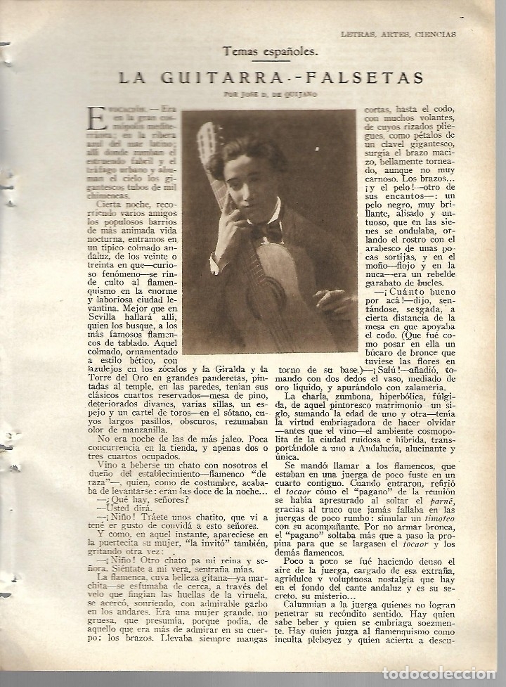Sammeln von Zeitschriften und Zeitungen: BYN 12 FEB 1928.N&ordm;1917. LA GUITARRA FALSETAS JOSE D. QUIJANO. REFIERE .REGINO SAINZ DE LA MAZA