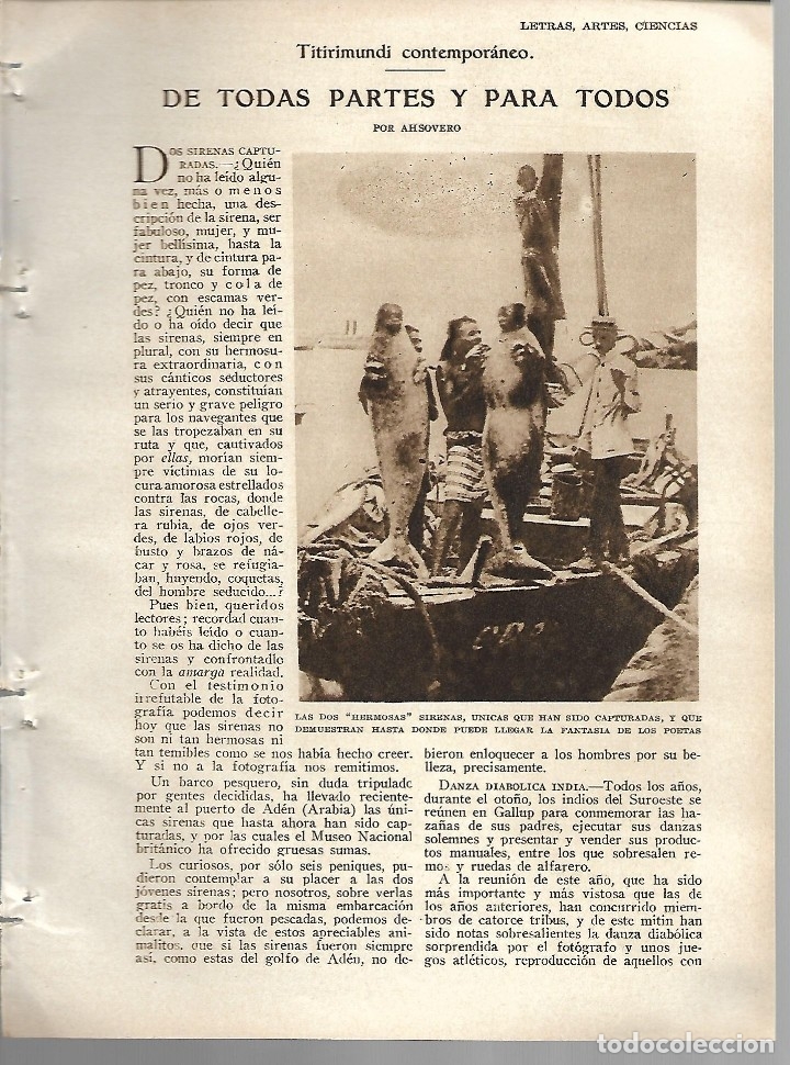 Coleccionismo de revistas y peri&oacute;dicos: BYN 12 FEB 1928.N&ordm;1917. DE TOGAS PARTES . VIAJES. ETNOGRAFIA. AHSAVERO. SIRENAS. PUBLICIDAD ARREBOL