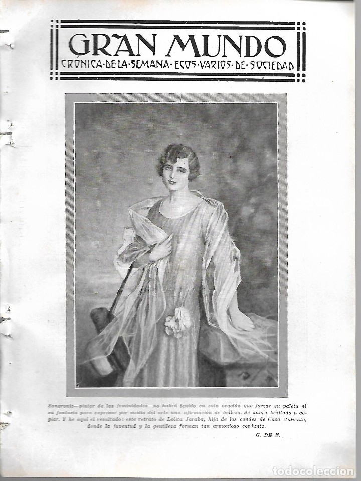 Sammeln von Zeitschriften und Zeitungen: BYN 12 FEB 1928.N&ordm;1917. LOLITA JARABA CONDES CASA VALIENTE.SANGRONTE. NUEVOS EMBAJADORES ARGENTINA