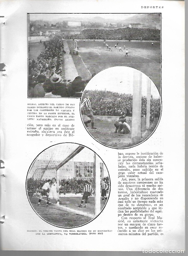 Collezionismo di Riviste e Giornali: BYN 12 FEB 1928.N&ordm;1917.REAL MADRID GIMNASTICA TORRELAVEGA.CHARLES PADDOCK EQUIPO PATRIA ZARAGOZA