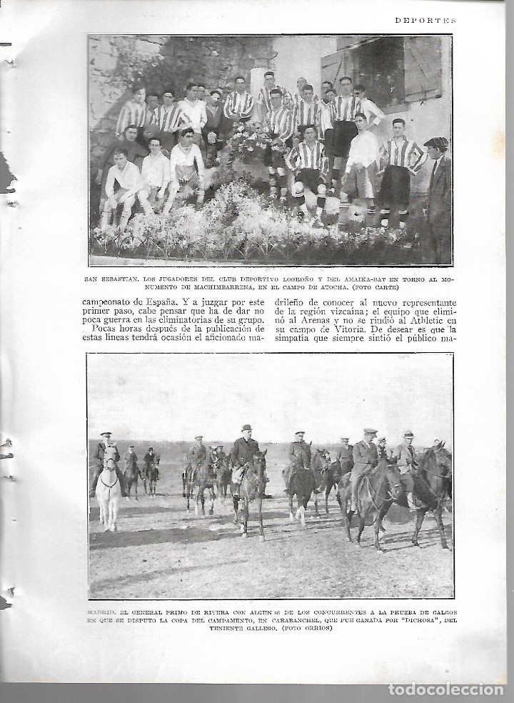 Coleccionismo de revistas y peri&oacute;dicos: BYN 12 FEB 1928.N&ordm;1917.CLUB DEPORTIVO LOGRO&Ntilde;O.AMAIKA-BAT MACHIMBARRENA.CAMPO ATOCHA. CROSS CATALU&Ntilde;A