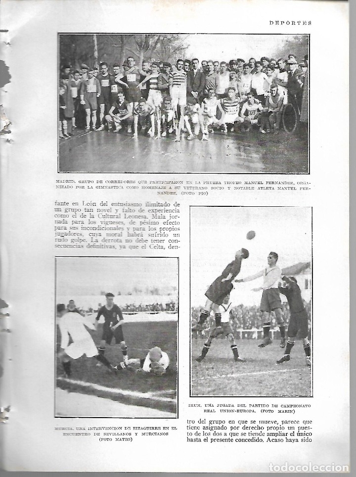 Collection Magazines and Newspapers: BYN 12 FEB 1928.N&ordm;1917.MADRID CARRERA TROFEO MANUEL FERNANDEZ. MURCIA-SEVILLA. JAUMANDREU