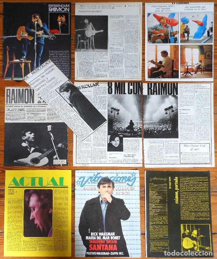 Collection Magazines and Newspapers: RAIMON lote prensa 1960s/1970s cancion catalana cantautor fotos clippings