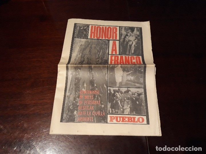 Collectionnisme de Revues et Journaux: HONOR A FRANCO - DIARIO PUEBLO DEL DIA 22 DE NOVIEMBRE DE 1975 .