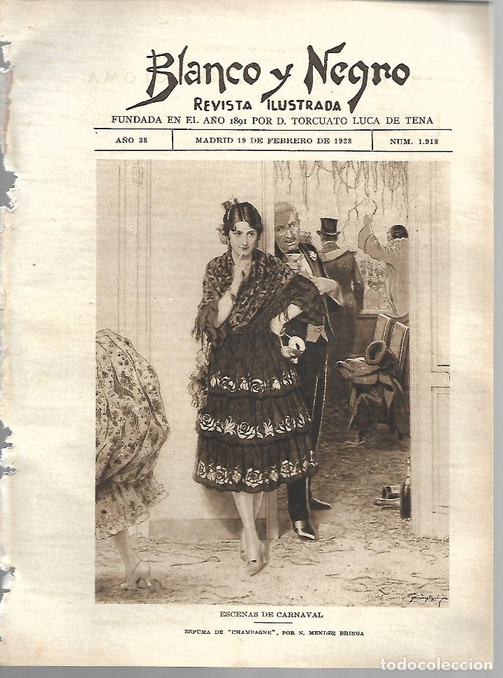 Sammeln von Zeitschriften und Zeitungen: BYN 19 FEB 1928.N&ordm; 1918.PORTADILLA MENDEZ BRINGA CARNAVAL PADRE LUIS COLOMA . SPOTTORNO TOPETE
