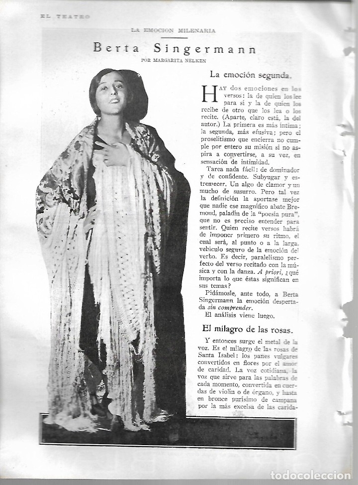 Collectionnisme de Revues et Journaux: BYN19 FEB 1928.N&ordm; 1918. BERTA SINGERMANN POR MARGARITA NELKEN. DIBUJO DE SOARES