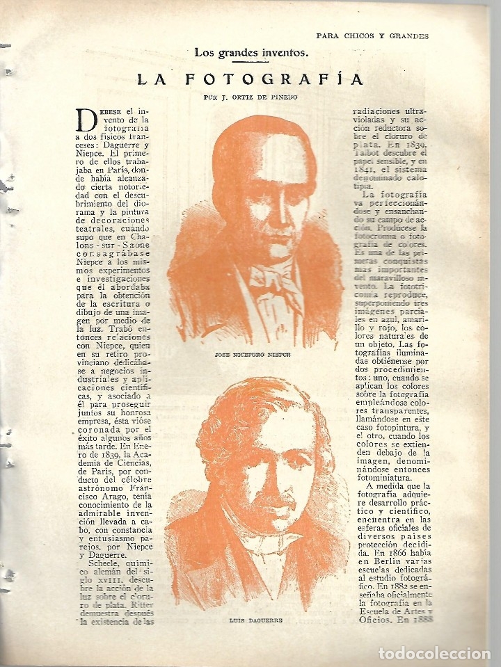 Collezionismo di Riviste e Giornali: BYN19 FEB 1928.N&ordm; 1918. LA FOTOGRAFIA. J. ORTIZ DE PINEDO LUIS DAGUERRE. JOSE NICEFORO NIEPCE. MATA