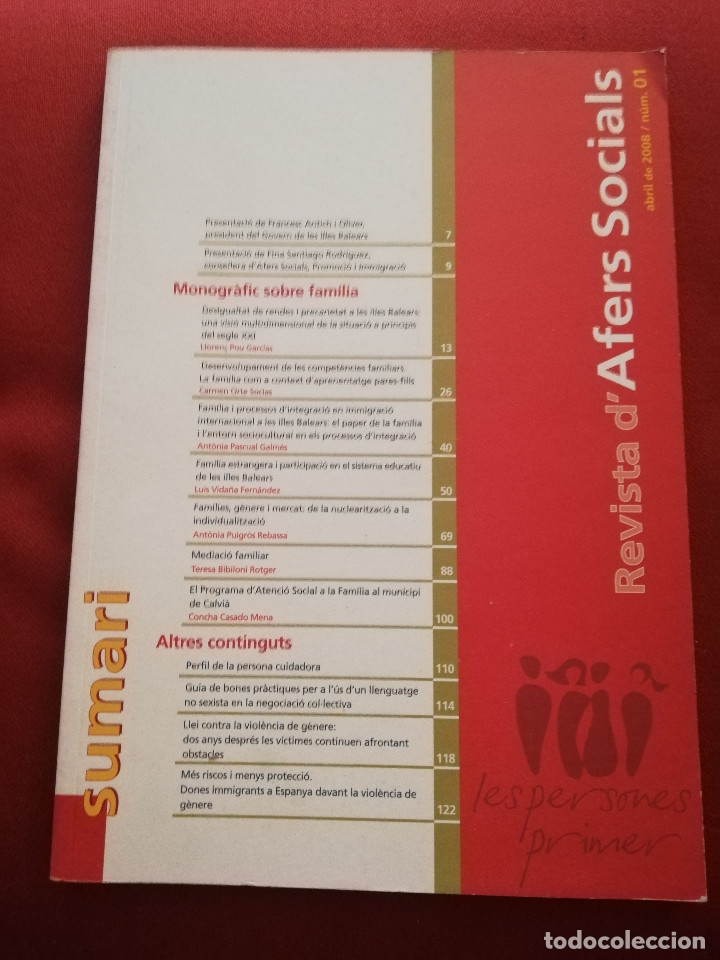 Coleccionismo de revistas y peri&oacute;dicos: REVISTA D'AFERS SOCIALS. ABRIL DE 2008 / N&Uacute;M. 01
