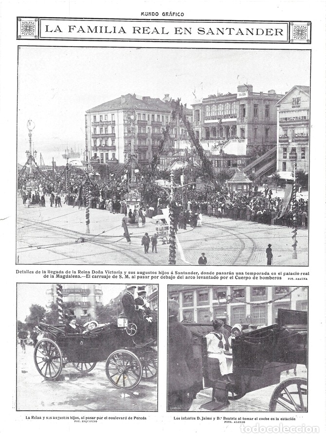 Coleccionismo de revistas y peri&oacute;dicos: 1914 HOJA REVISTA SANTANDER COCHE DE CABALLOS REINA VICTORIA E INFANTES PASEO DE PEREDA