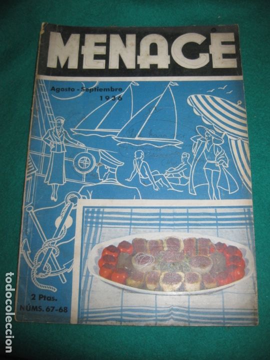 Sammeln von Zeitschriften und Zeitungen: REVISTA MENAJE AGOSTO - SEPTIEMBRE 1936. COCINA Y GASTRONOMIA. NUMEROSA PUBLICIDAD DE LA EPOCA.