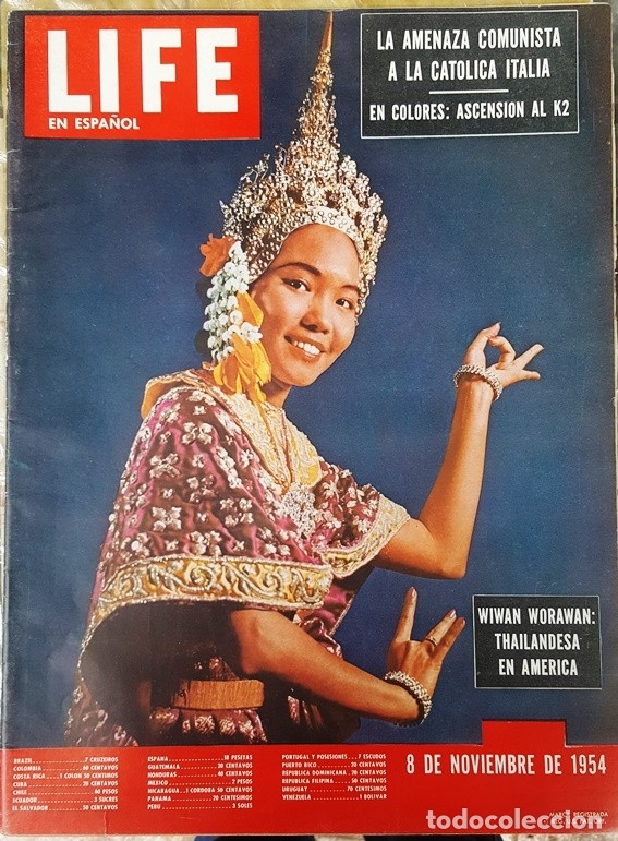 Collectionnisme de Revues et Journaux: 1954 LIFE ESPA&Ntilde;OL GIGANTES DE NUEVA YORK VS INDIOS CLEVELAND MARILYN MONROE TRIESTE & YUGOESLAVIA K2
