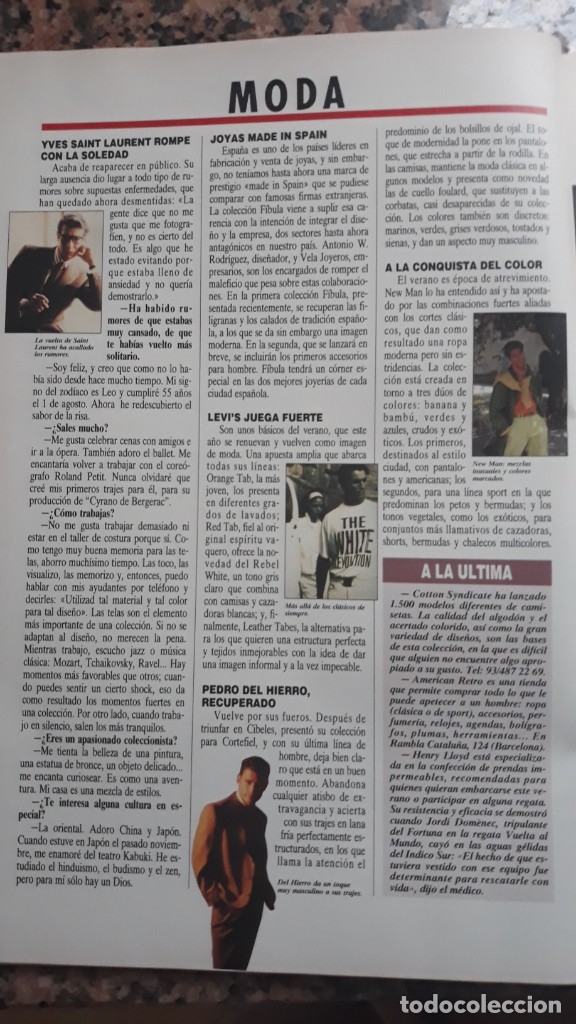 Coleccionismo de Revistas y Peri&oacute;dicos: pedro del hierro levis yves saint laurent  carlos lozano