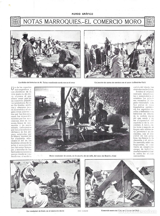 Coleccionismo de revistas y peri&oacute;dicos: 1914 HOJA REVISTA MARRUECOS COMERCIO MORO ZOCO DE BENI-BU-YAHI VENDEDORES RIFE&Ntilde;OS