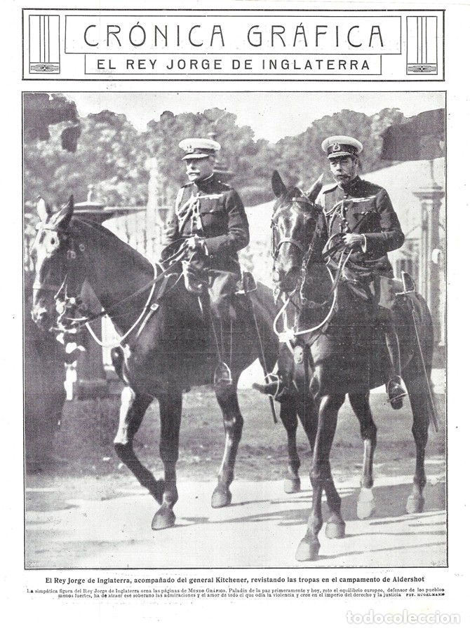 Colecionismo de Revistas e Jornais: 1914 HOJA REVISTA ALDERSHOT REY JORGE DE INGLATERRA GENERAL KITCHENER REVISTA TROPAS A CABALLO