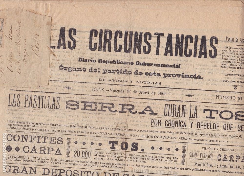 Coleccionismo de revistas y peri&oacute;dicos: Las Circunstancias Reus Tarragona 1902