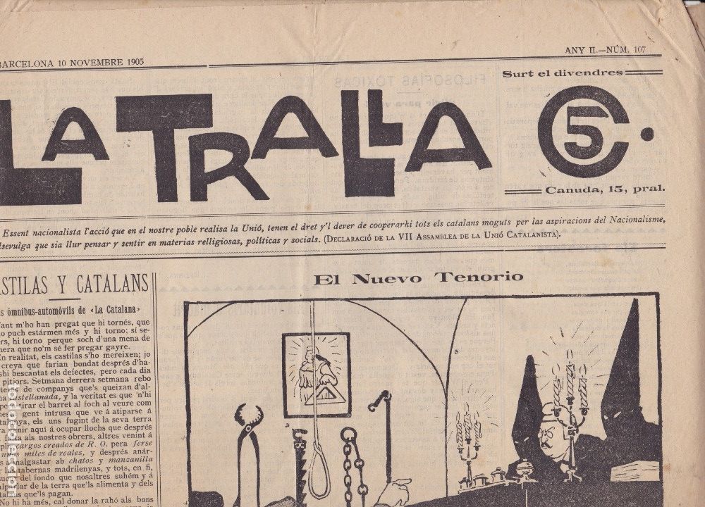 Coleccionismo de revistas y peri&oacute;dicos: La Tralla Barcelona 1905 El nuevo Tenorio