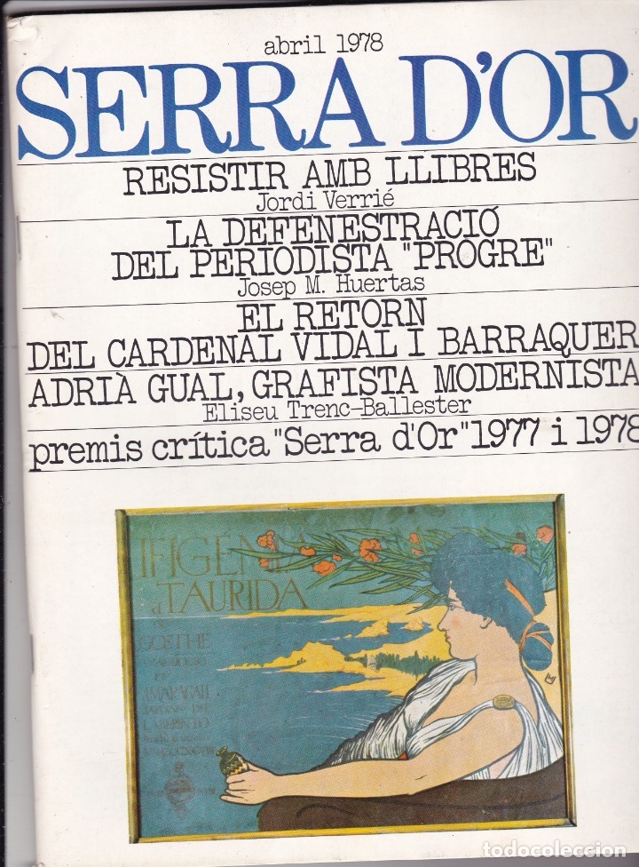 Coleccionismo de revistas y peri&oacute;dicos: Serra D'Or abril 1978 Barcelona 111 pags.