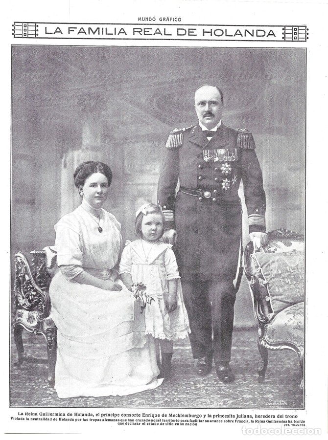 Colecionismo de Revistas e Jornais: 1914 HOJA REVIST I GUERRA MUNDIAL REINA GUILLERMINA DE HOLANDA ENRIQUE MECKLEMBURGO PRINCESA JULIANA