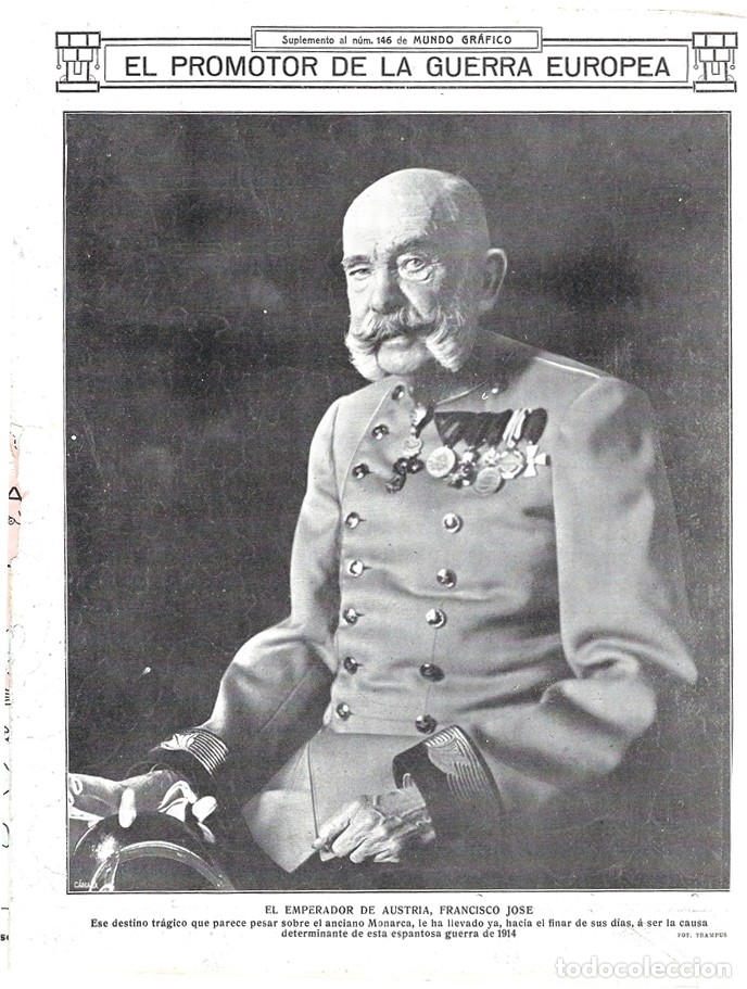 Colecionismo de Revistas e Jornais: 1914 HOJA REVISTA I GUERRA MUNDIAL EMPERADOR DE AUSTRIA FRANCISC JOS&Eacute; PROMOTOR DE LA GUERRA