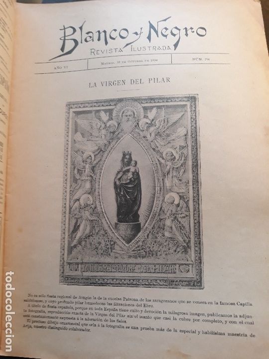 Coleccionismo de Revistas y Peri&oacute;dicos: LA VIRGEN DEL PILAR  - RECORTE  REVISTA A&Ntilde;O 1896