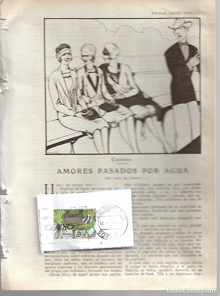 Coleccionismo de revistas y peri&oacute;dicos: BYN 26 FEB 1928.N&ordm; 1919. CUENTO LUIS DE TERAN AMORES PASADOS POR AGUA DIBUJO MANCHON