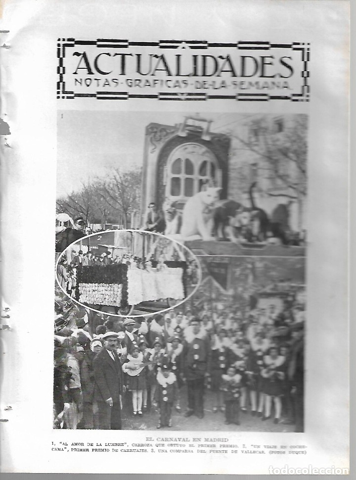 Sammeln von Zeitschriften und Zeitungen: BYN 26 FEB 1928.N&ordm; 1919.CARNAVAL MADRID. COMPARSA PUENTE VALLECAS.BARCELONA.SAN SEBASTIAN. ZARAGOZA
