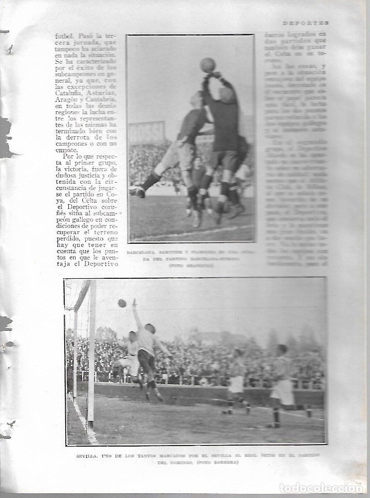 Coleccionismo de revistas y peri&oacute;dicos: BYN 26 FEB 1928.N&ordm;1919. SAMITIER FLORENZA BAR&Ccedil;A SEVILLA BETIS URIBE FELIX PEREZ VIGO ISIDRO