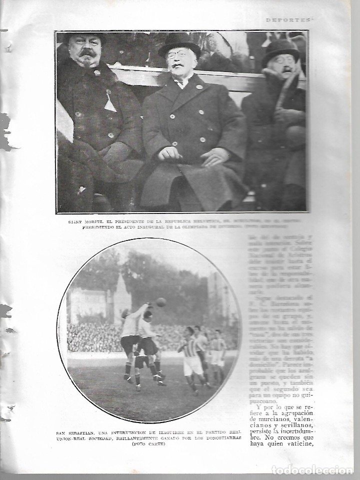 Collection Magazines and Newspapers: BYN 26 FEB 1928.N&ordm;1919. SAINT MORITZ SCHULTESS OLIMPIADA IZAGUIRRE. TORRELAVEGA MONTA&Ntilde;ERA