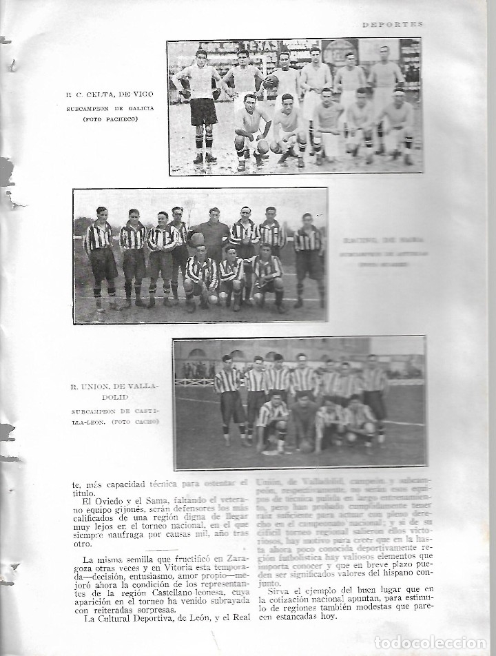 Coleccionismo de Revistas y Peri&oacute;dicos: BYN 26 FEB 1928.N&ordm;1919.CELTA DE VIGO. RACING DE SAMA. UNION VALLADOLID ATHLETIC DE BILBAO MADRID