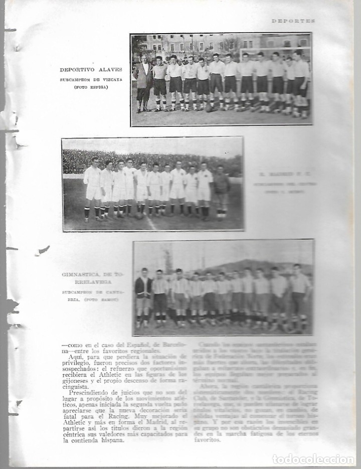 Colecionismo de Revistas e Jornais: BYN 26 FEB 1928.N&ordm;1919.DEPORTIVO ALAVES REAL MADRID GIMNASTICA TORRELAVEGA.REAL UNION IRUN IBERIA SC