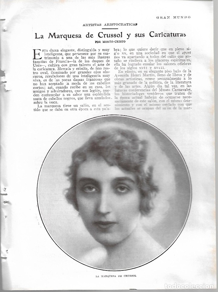 Sammeln von Zeitschriften und Zeitungen: BYN 26 FEB 1928.N&ordm;1919.F. MARQUESA DE CRUSSOL Y SUS CARICATURAS