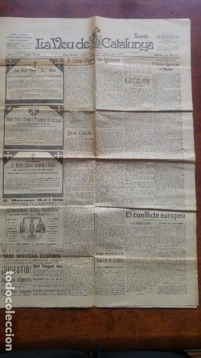 Collezionismo di Riviste e Giornali: DIARI LA VEU DE CATALUNYA N&ordf; 6364 ANY 1917 BALAGUER CONFERENCIA PUIG I CADAFALCH MONTSERRAT