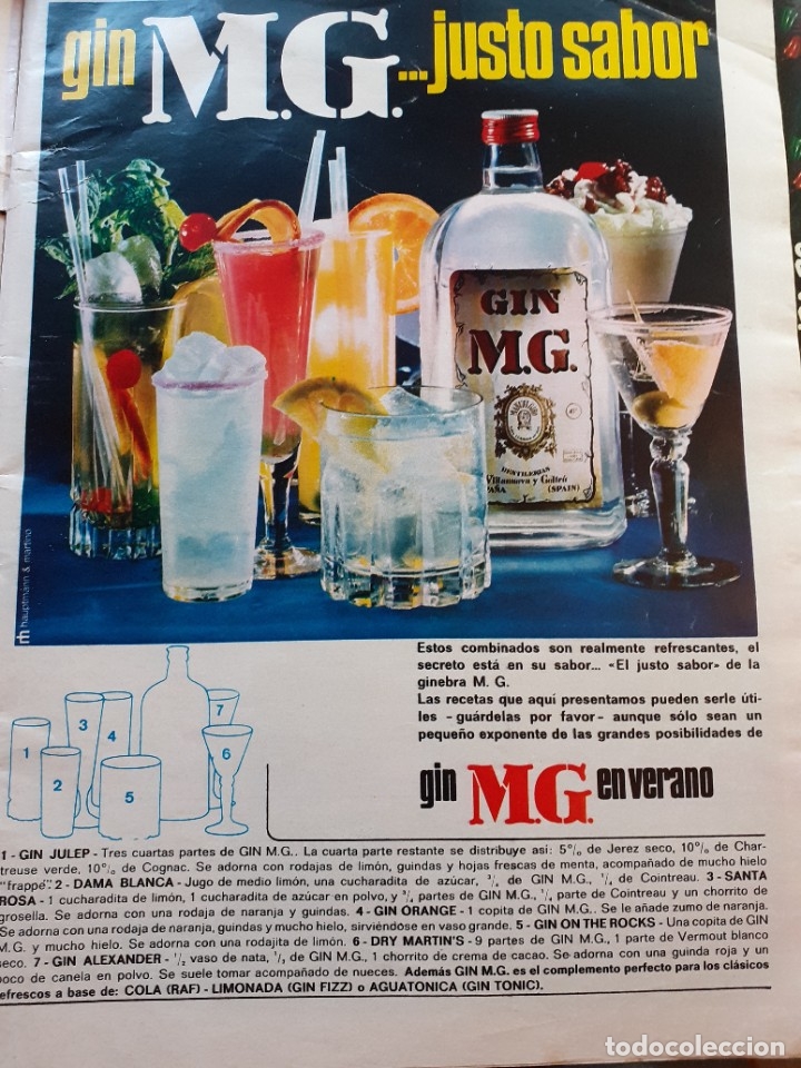 Coleccionismo de revistas y peri&oacute;dicos: ANUNCIO ginebra mg gin