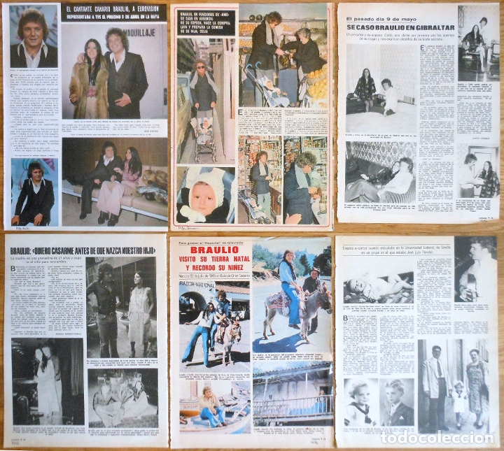 Coleccionismo de Revistas y Peri&oacute;dicos: BRAULIO lote prensa 1970s revista fotos cantante espa&ntilde;ol Eurovisi&oacute;n clippings