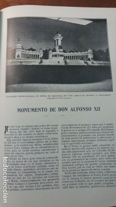 Collezionismo di Riviste e Giornali: MONUMENTO DE DON ALFONSO XII 4 HOJAS REVISTA A&Ntilde;O 1910