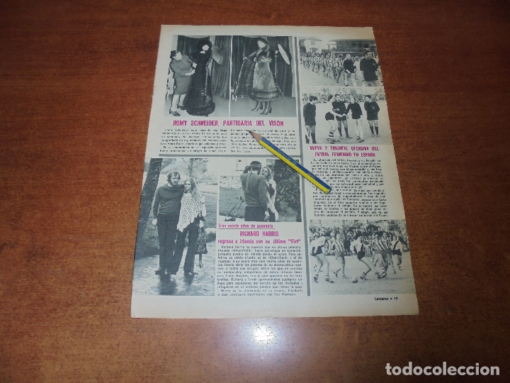 Coleccionismo de Revistas y Peri&oacute;dicos: CLIPPING 1970: ROMY SCHNEIDER. RICHARD HARRIS. FUTBOL FEMENINO. CARLOS DE INGLATERRA.