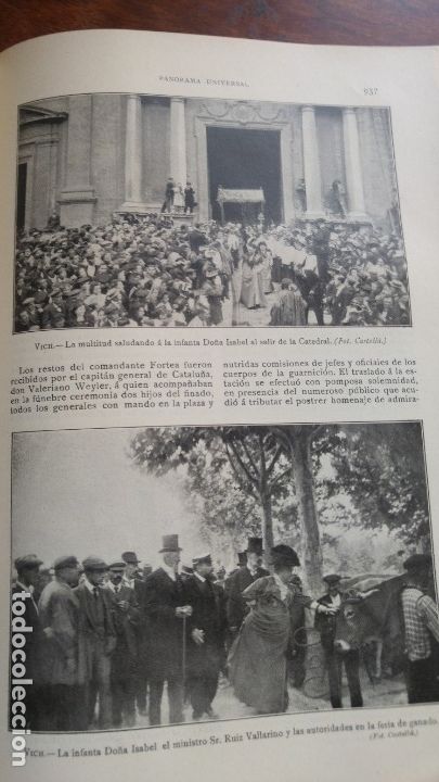 Collezionismo di Riviste e Giornali: INFANTA DO&Ntilde;A ISABEL BARELONA VICH VIC MINISTRO RUIZ VALLARINO SERRACLARA 2 HOJAS REVISTA A&Ntilde;O 1910