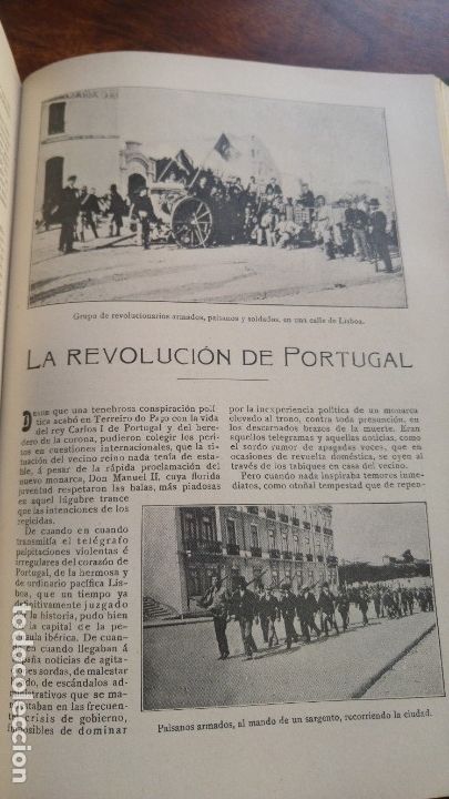 Collezionismo di Riviste e Giornali: LA REVOLUCION DE PORTUGAL LISBOA MANUEL II FAMILIA REAL REPUBLICANOS 6 HOJAS REVISTA A&Ntilde;O 1910