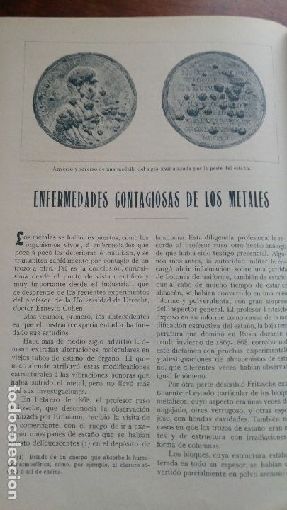 Sammeln von Zeitschriften und Zeitungen: ENFERMEDADES CONTAGIOSAS DE LOS METALES PESTE DEL ESTA&Ntilde;O ECROUISSAGE 4 HOJAS REVISTA A&Ntilde;O 1910