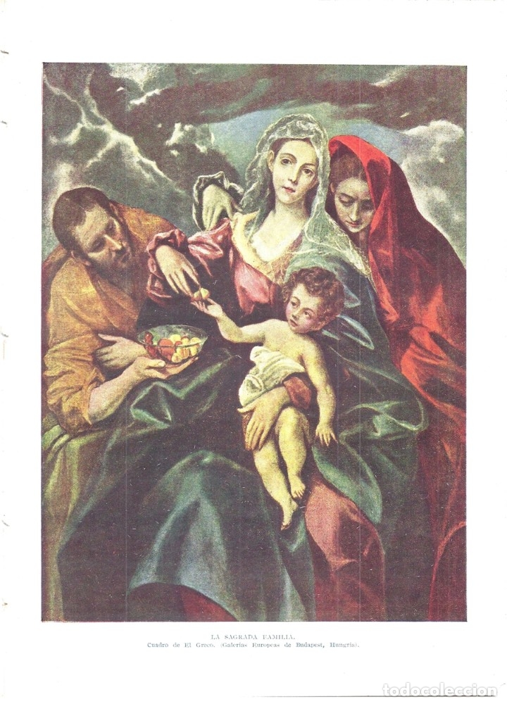 Collezionismo di Riviste e Giornali: 1930 HOJA REVISTA L&Aacute;MINA CUADRO DE EL GRECO 'LA SAGRADA FAMILIA'