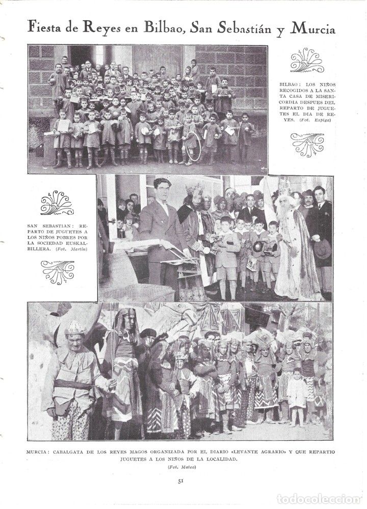 Coleccionismo de revistas y peri&oacute;dicos: 1930 HOJA REV. MURCIA CABALGATA REYES MAGOS DIARIO 'LEVANTE AGRARIO' -BILBAO CASA DE LA MISERICORDIA