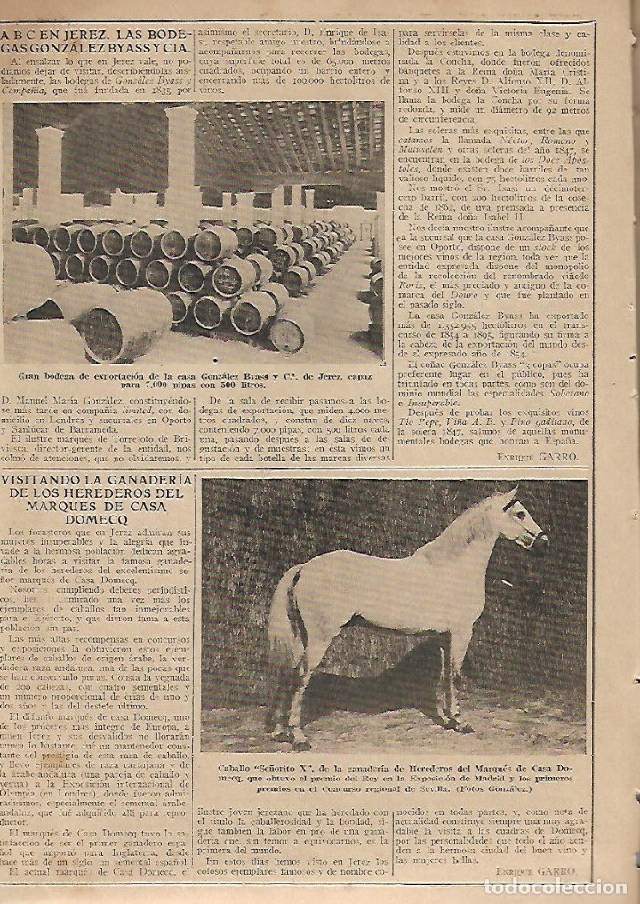 Collezionismo di Riviste e Giornali: A&Ntilde;O 1924 BODEGAS GONZALEZ BYASS GANADERIA DOMECQ ZAMORA PUENTE TABARA JAPON BODA HIROHITO LEVIATHAN